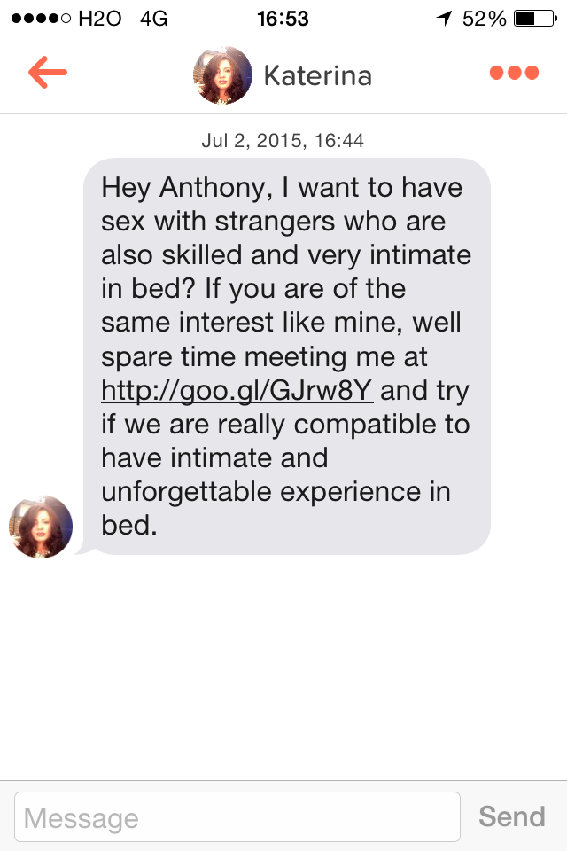 What Tinder spam looks like.